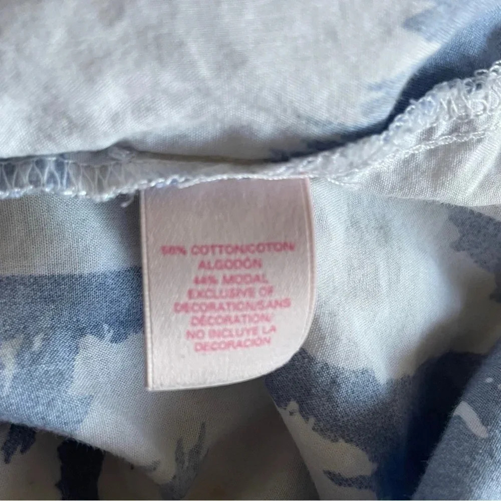 Victoria’s Secret Blue Palm Leaf Button Down Shirt  Soft Lounge Beach Resort Top - Picture 6 of 8